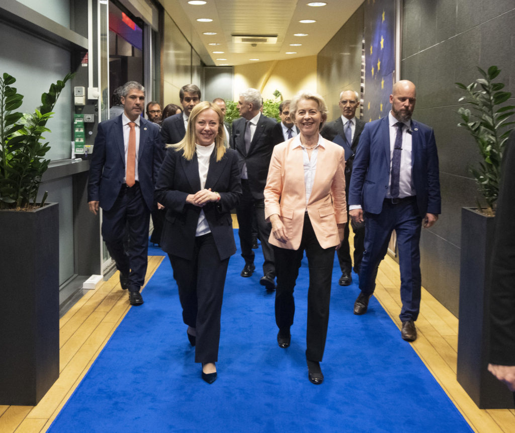 Italian Prime Minister Giorgia Meloni visits Brussels